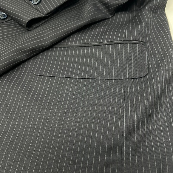 Bertolini Blazer Mens Coat Two Button Jacket Black Pinstripe Wool Silk Men's 40 - Picture 6 of 12